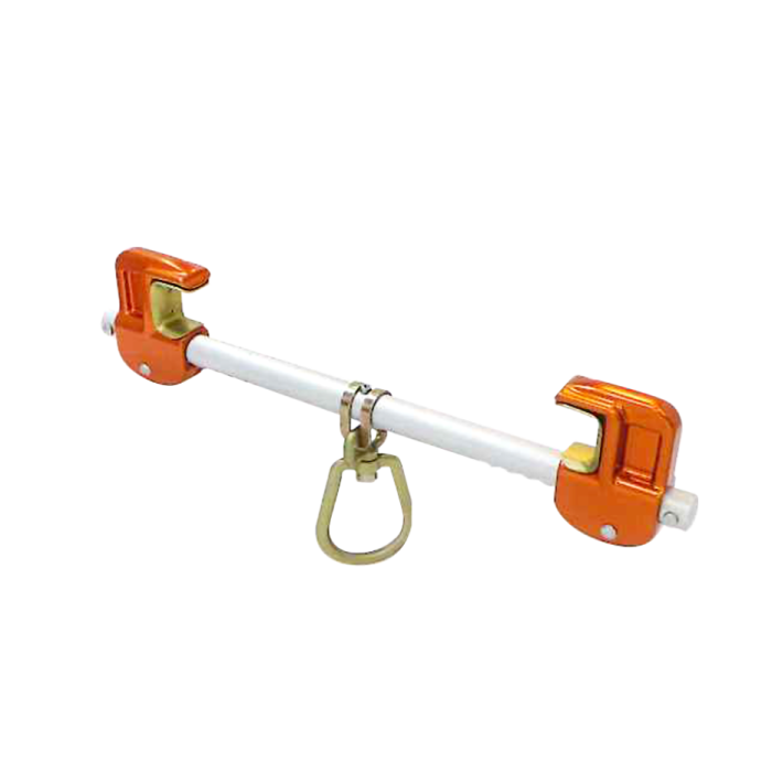 Railklem I‑ en H‑balken (EC‑MPC‑IBT), mobiliseerbaar ankerpunt voor balkbreedtes 11–36 cm, draagvermogen 140 kg, inclusief D‑ring voor vallijn, conform EN‑795 type B