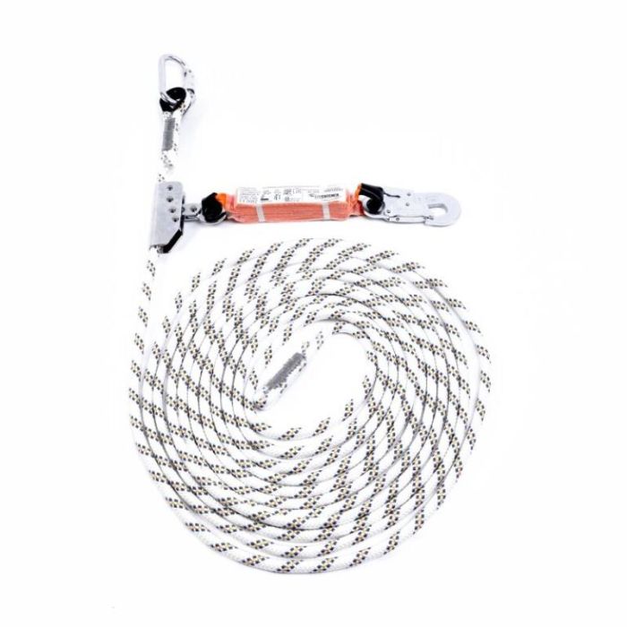 Eyecatcher Positioneringslijn 10 m (EC‑PL‑10) – kernmantel polyamide touw met valdemper en snaphook, ondersteunt veilig positioneren op hoogte, conform EN‑353‑2