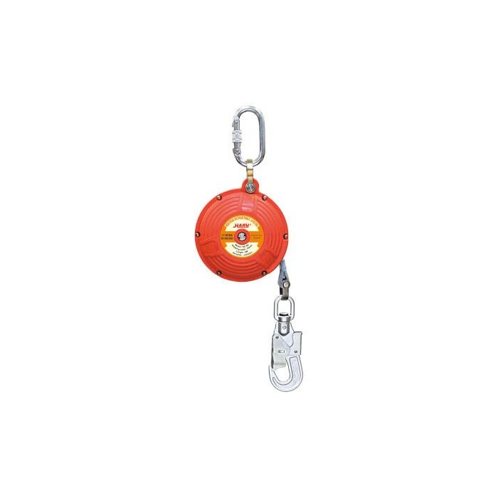 Valstopblok 6 m – Webbing (EC‑VSB‑6W), licht kunststof behuizing, Dyneema-webbing, snaphook, 2,1 kg, maximale belasting 140 kg, verticaal gebruik, conform EN‑360