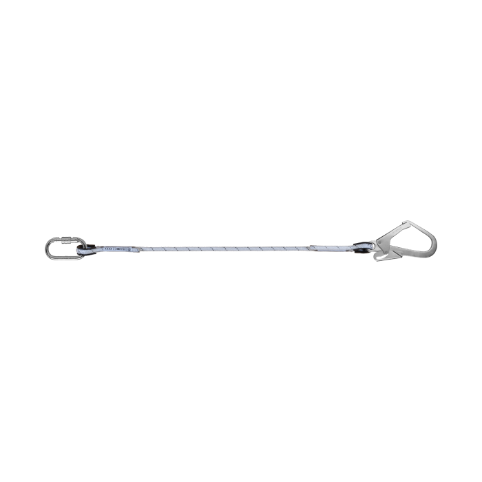Positioneringslijn 1,5 m (EC‑PLZ‑E95) – 12 mm touw met karabiner & steigerhaak (55 mm), maximale belasting 140 kg, ideaal voor precieze positionering, conformeert aan EN‑354