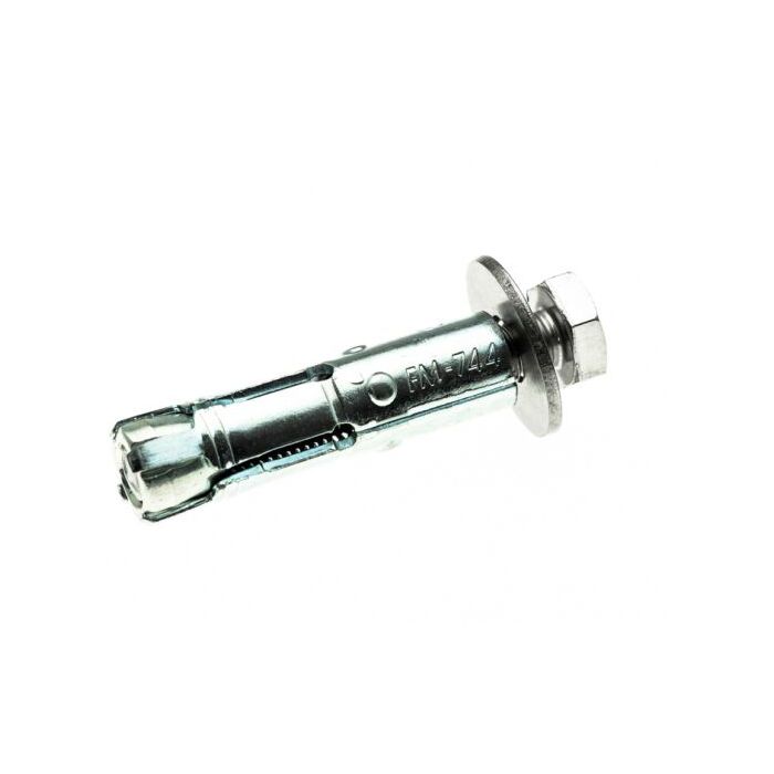Verzinkt stalen betonhuls M12 (20 × 80 mm) met RVS bout, betrouwbaar bevestigingssysteem voor betonnen constructies