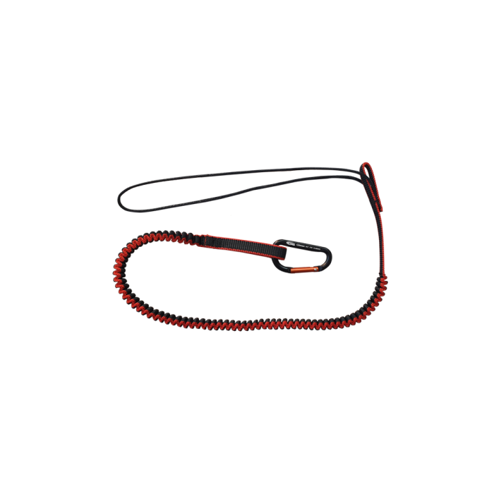 Gereedschapslijn 4 kg (EC‑TL‑CLI93) – stretch webbing vallijn met karabiner en lus, lengte 93–118 cm, CE‑gemarkeerd, max. belasting 4 kg