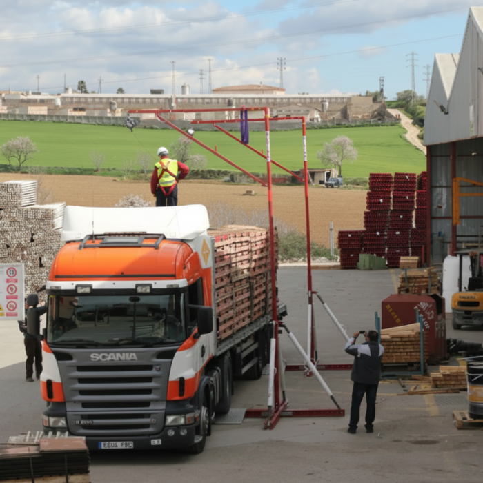 Mobiel Davit Arm systeem met contragewichtconstructie voor veilig werken op vrachtwagens en trailers