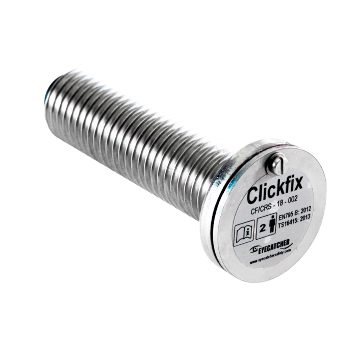 Eyecatcher ClickFix muuranker voor beton en baksteen – permanent verankeringspunt voor valbeveiliging; EN 795:2012 Type A gecertificeerd.