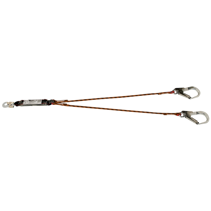 Eyecatcher Y-Vallijn Touw 1,5 m – dubbele vallijn met valdemper, snaphook en steigerhaken (54 mm)