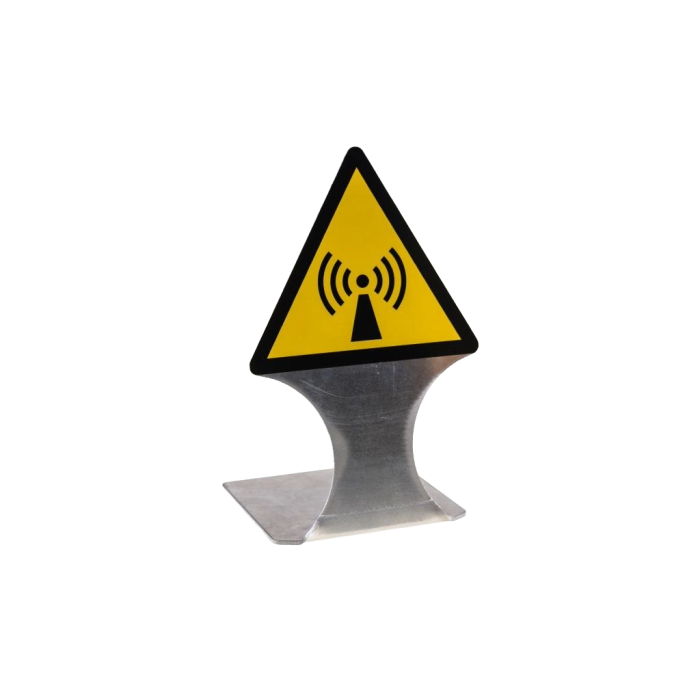 Signaalbord Stralingsgevaar – geel waarschuwingsbord met stralingssymbool volgens ISO 7010 W002/W003