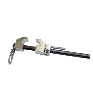 Balkenklem Horizontaal & Vertikaal gebruik (EC‑MPC‑V) – staalklem instelbaar voor I‑ en H‑balken van 6,4–45 cm, draagkracht 140 kg, mobiel ankerpunt met D‑ring conform EN‑795 type B