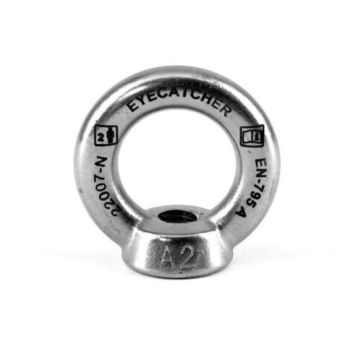 RVS EyeFix M12 moer, 54 × 53 mm, geschikt voor 2 personen (12 kN / 13 kN), ideaal voor betonnen, houten en stalen constructies (EN‑795 type A)