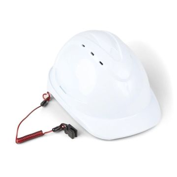 Coil vallijn voor helm of telefoon, reikwijdte 11 cm (uitgetrokken tot 86 cm), max. belasting 0,5 kg, voorkomt vallen van valhelm of mobiel op hoogte (PU, EN‑355)