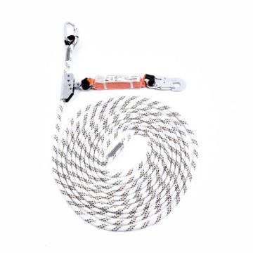 Eyecatcher Positioneringslijn 10 m (EC‑PL‑10) – kernmantel polyamide touw met valdemper en snaphook, ondersteunt veilig positioneren op hoogte, conform EN‑353‑2