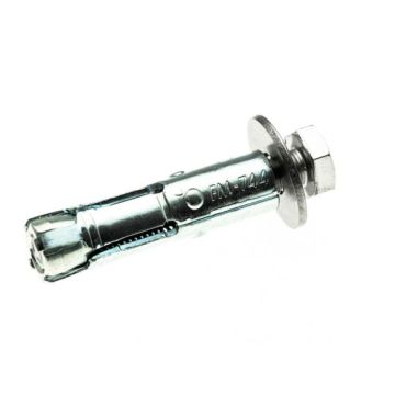 Verzinkt stalen betonhuls M12 (20 × 80 mm) met RVS bout, betrouwbaar bevestigingssysteem voor betonnen constructies