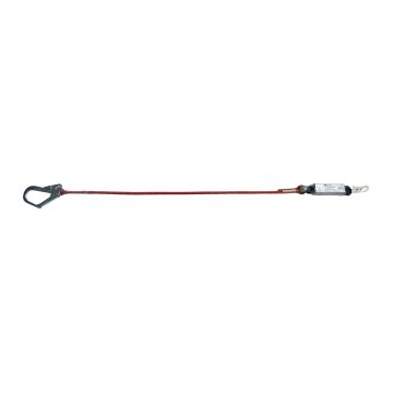 Eyecatcher Vallijn Touw 1,5 m (EC-VLD-37) – semi-statisch polyamide touw met valdemper, snaphook en steigerhaak (54 mm opening), conform EN-355