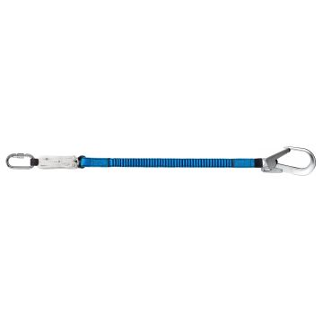 Vallijn Stretch 1,5 m met valdemper, webbing‑lint, karabiner en steigerhaak, conform EN‑355